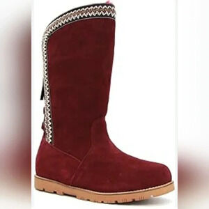 Lamo women's madelyn Faux Fur Linning   knee Length Boot Burgundy sz 9US
